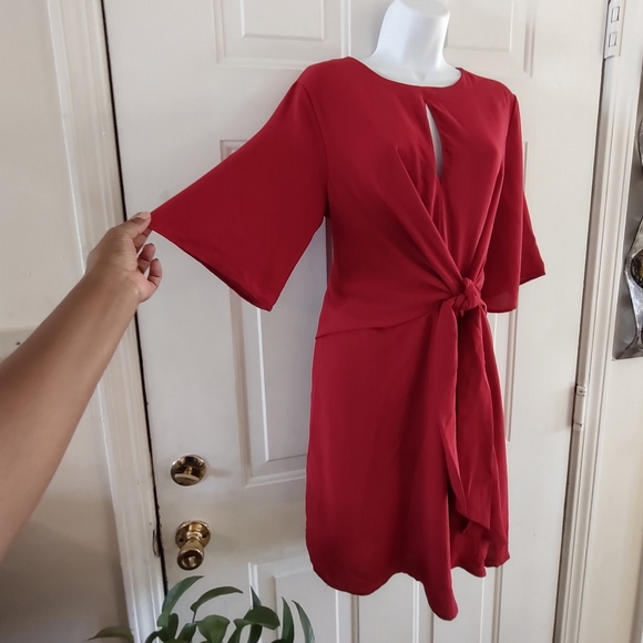 T C E C Red Tie Front Women's Dress. Size L. 🆕 - Picture 7 of 14